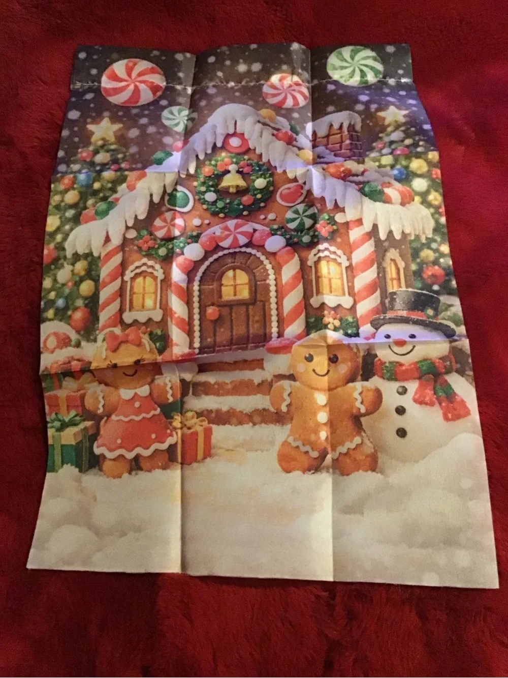 Festive Gingerbread House mini garden flag - Red/White